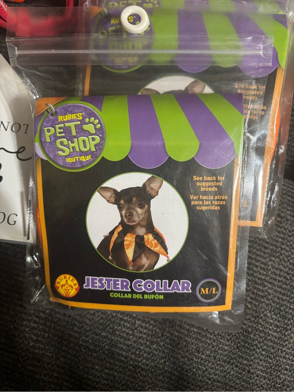 Ruby’s Pet Shop. Jester Collar for Dogs - Orange & Black (M/L)